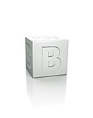 Cube with the letter B embossed.
