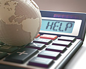 Calculator with help and globe