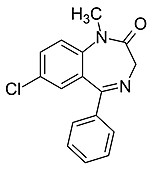 Diazepam drug molecule, skeletal formula
