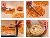 Hummus mit Sesam-Tortilla-Sticks zubereiten