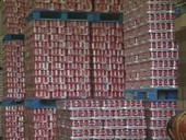 Pallets with drinks cans
