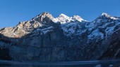 Frozen mountain lake in Switzerland, timelapse