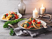 Veganer Grünkohl-Paprika-Wok mit Tofuwürfeln (Sirtfood)