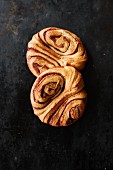 Two Franzbrötchen (cinnamon pastries)