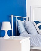 Blue and white bedroom