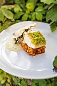 Cod with chickpeas at the Dievole winery in Tuscany, Italy