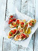 Mozzarella boats with cocktail tomatoes and basil