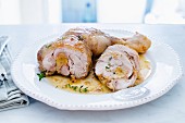 Chicken legs with bread and mushroom stuffing