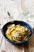 Polenta with caramelized fennel in bowl