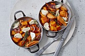 Pumpkin with sweet potatoes and goat's cheese