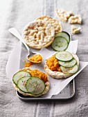 Corn waffles with carrot spread