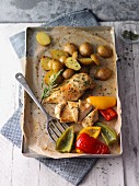 Roast chicken breast with rosemary potatoes