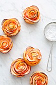 Baked apple flaky pastry roses