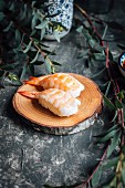 Nigiri sushi with prawns