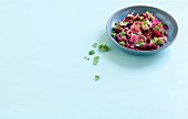 Courgette and lentil salad with beetroot and avocado