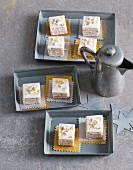Punch squares with marzipan