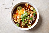 Spicy soup with chicken and egg (Asia)