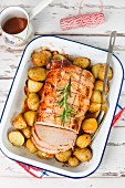 Roast pork with roast potatoes
