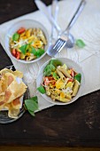 Penne with red pepper and basil