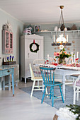 Dining table set in romantic country-house style
