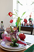 Festive guest gift in glass goblet on plate