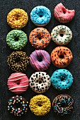 Variety of mini glazed American donuts
