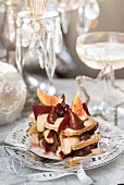 Mille-feuille with mulled wine and brandy chocolate cream (Christmas)