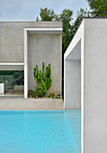 House and pool with rectilinear design