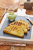 Grilled pineapple with avocado cream