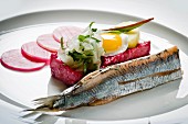 Labskaus with herring and a fried egg (Hamburg, Germany)
