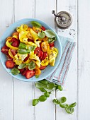 A tomato and zucchini salad with strawberries - 'Sweet Sunrise'