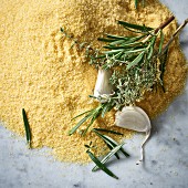 Polenta, garlic and herbs