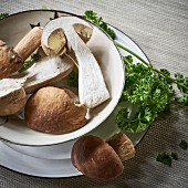 Fresh mushrooms and parsley