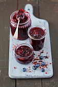 Homemade blueberry jam with cloves and red pepper