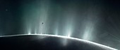 Cassini at Saturn's moon Enceladus, illustration