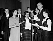 Frank Thone with Science Talent Search finalists, 1945