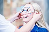 Woman having eye examination