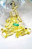 Yellow and green gelatin pills