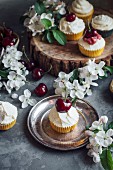 Cupcakes with apples and cherries