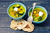 Green lentil curry with courgette, broccoli and sweet potato