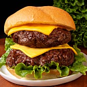 Double cheeseburger with lettuce