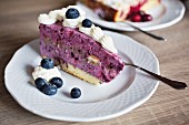 Blueberry cake with cream