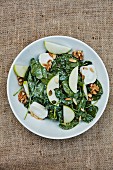 Spinach salad with goat's cheese, apple and nuts