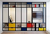 Fitted shelving in style of Piet Mondrian