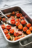 Baked cherry tomatoes with balsamic vinegar