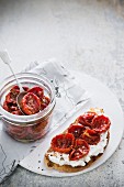 Bruschetta with tomato confit and ricotta