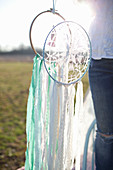 Dreamcatchers hand-made from lace and fabric strips