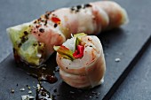 Rice paper rolls with shrimps