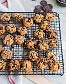 Almond and tahini cookies with chocolate chips