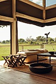 A tent bungalow in the 'Abu Camp' elephant camp in the Okavango Delta in Botswana, Africa